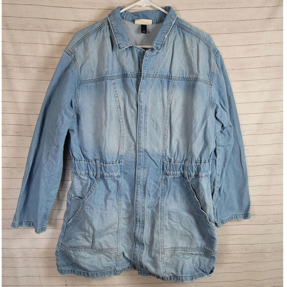 Universal Thread Jackets & Blazers - Universal Thread Long Sleeve Zip Up Light Wash Long Length Denim Jacket, sz 16